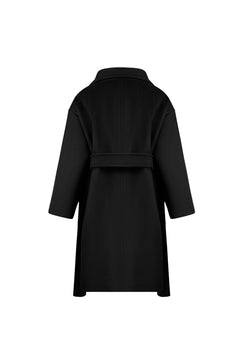 Black Wool Lapel Coat - ANN ANDELMAN