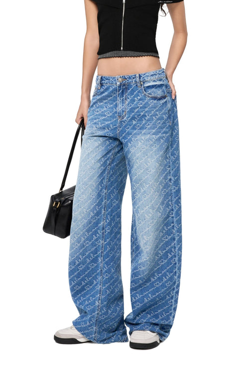 Blue 520 Jacquard Denim Jeans - ANN ANDELMAN