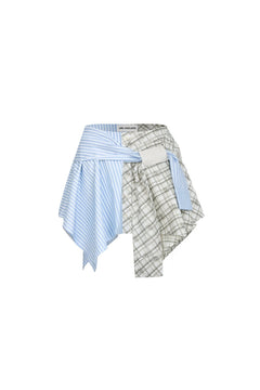 Blue Asymmetrical Patchwork Skirt - ANN ANDELMAN
