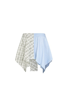Blue Asymmetrical Patchwork Skirt - ANN ANDELMAN