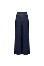 Blue Color - blocked Denim Wide - leg Pants - ANN ANDELMAN