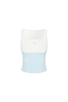Blue Color - blocked Faux Two - piece Vest - ANN ANDELMAN