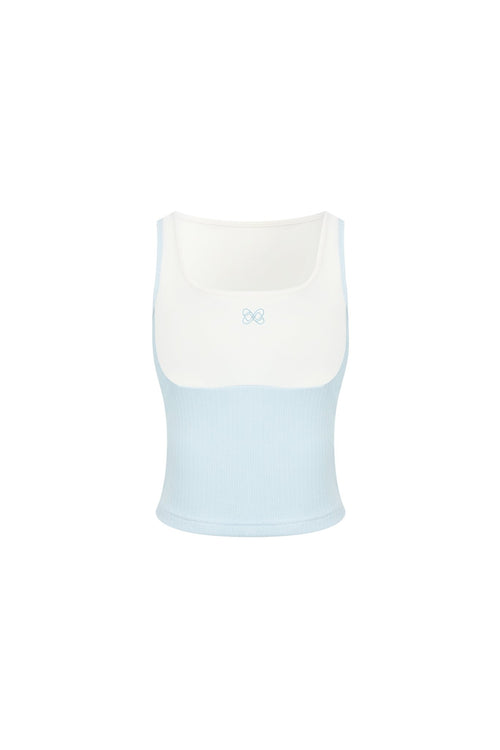 Blue Color - blocked Faux Two - piece Vest - ANN ANDELMAN