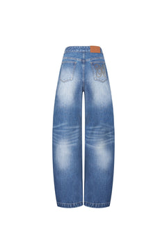 Blue Curved Shape Loose - fitting Jeans - ANN ANDELMAN