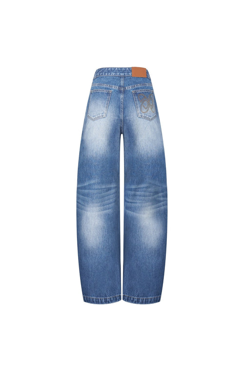 Blue Curved Shape Loose - fitting Jeans - ANN ANDELMAN