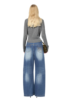 Blue Curved Shape Loose - fitting Jeans - ANN ANDELMAN