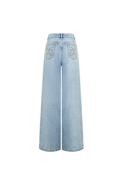 Blue Deconstructed Panel Loose Straight Jeans - ANN ANDELMAN