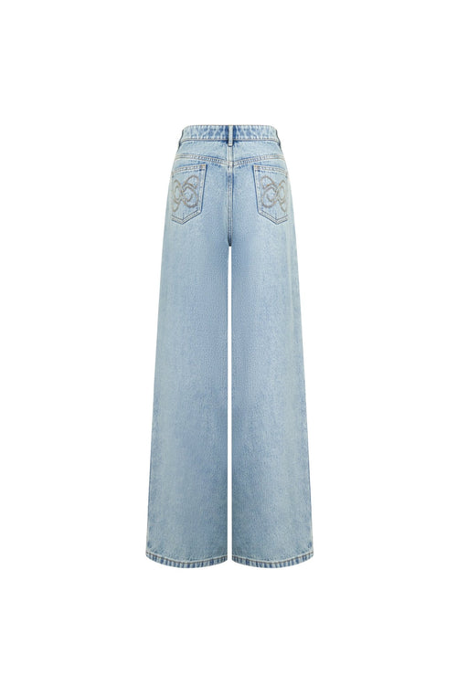 Blue Deconstructed Panel Loose Straight Jeans - ANN ANDELMAN