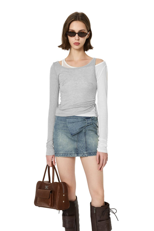 Blue Denim 3D Bowknot Skirt - ANN ANDELMAN