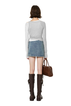 Blue Denim 3D Bowknot Skirt - ANN ANDELMAN