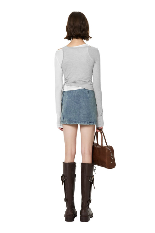 Blue Denim 3D Bowknot Skirt - ANN ANDELMAN