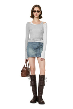 Blue Denim 3D Bowknot Skirt - ANN ANDELMAN