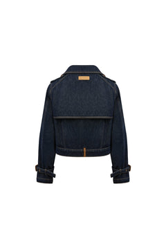 Blue Denim and Suede Patchwork Short Trench Coat - ANN ANDELMAN