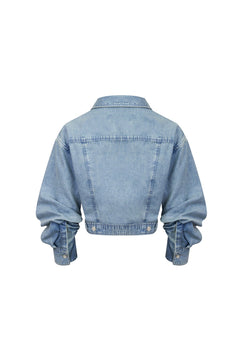 Blue Denim Cross Front Shirt - ANN ANDELMAN