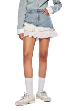 Blue Denim Deconstructed Cake Skirt - ANN ANDELMAN