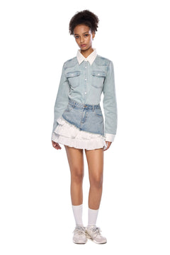 Blue Denim Deconstructed Cake Skirt - ANN ANDELMAN