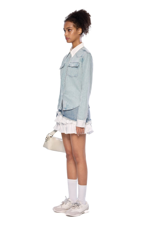 Blue Denim Deconstructed Cake Skirt - ANN ANDELMAN