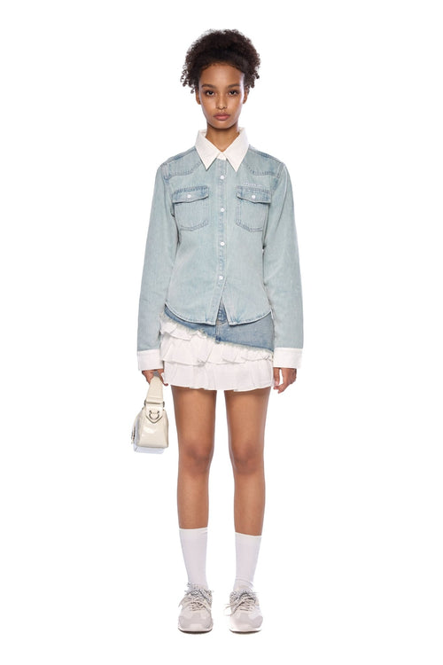 Blue Denim Deconstructed Cake Skirt - ANN ANDELMAN