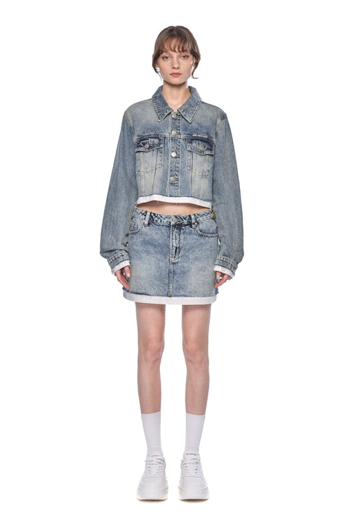 Blue Denim Patchwork Skirt - ANN ANDELMAN