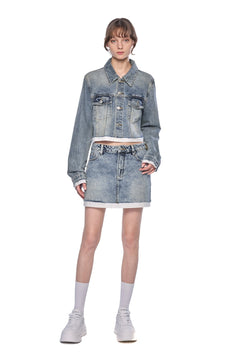 Blue Denim Patchwork Skirt - ANN ANDELMAN