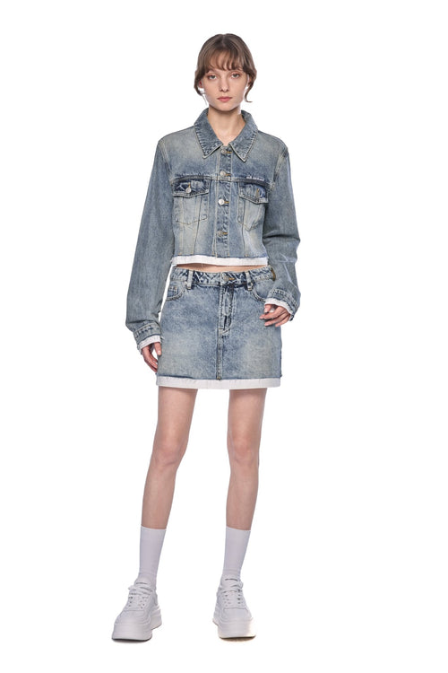 Blue Denim Patchwork Skirt - ANN ANDELMAN