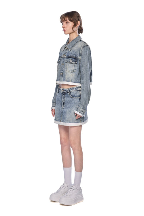 Blue Denim Patchwork Skirt - ANN ANDELMAN