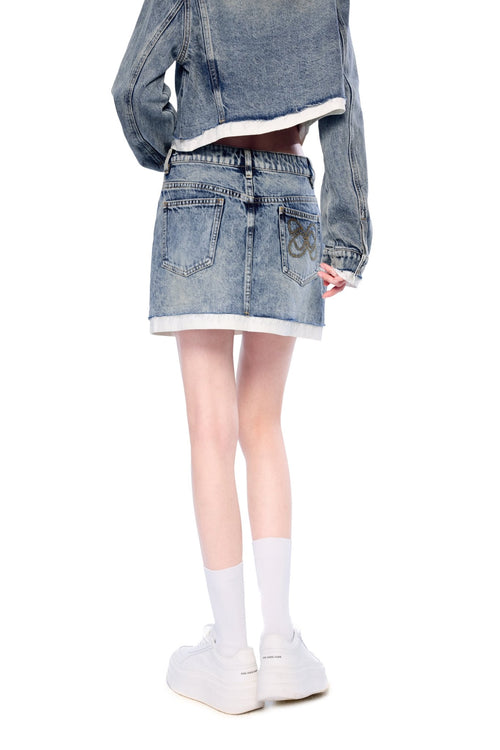 Blue Denim Patchwork Skirt - ANN ANDELMAN