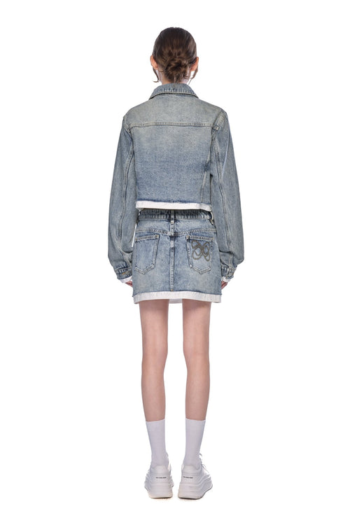 Blue Denim Patchwork Skirt - ANN ANDELMAN