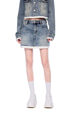 Blue Denim Patchwork Skirt - ANN ANDELMAN