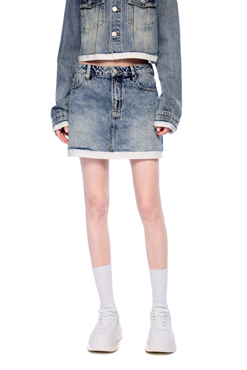 Blue Denim Patchwork Skirt - ANN ANDELMAN