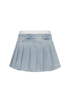 Blue Denim Pleated Skirt - ANN ANDELMAN