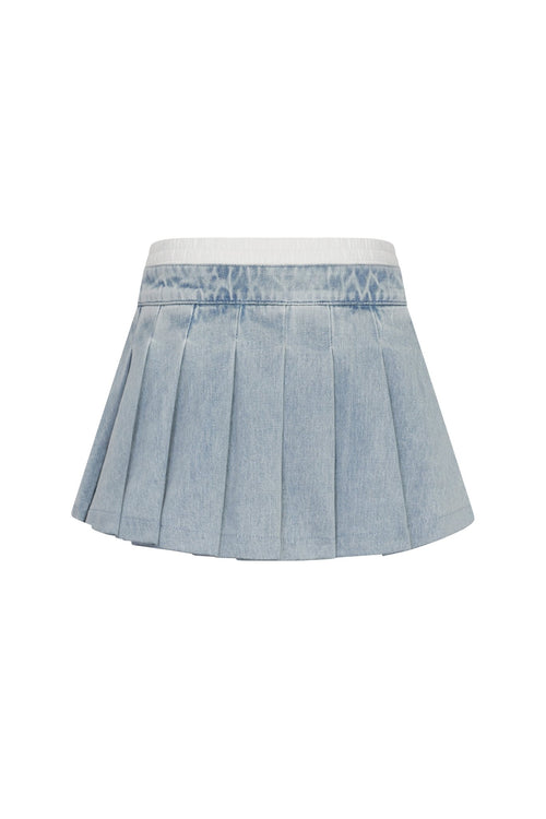 Blue Denim Pleated Skirt - ANN ANDELMAN
