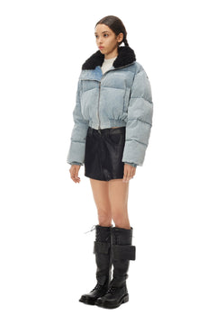 Blue Denim Short Down Jacket - ANN ANDELMAN