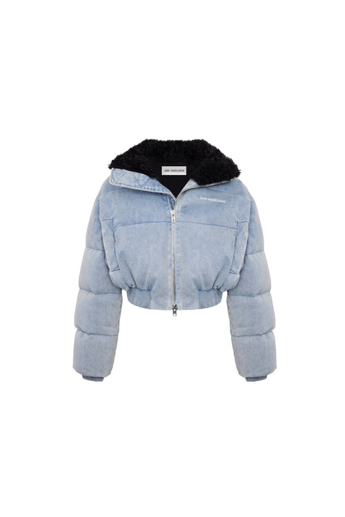 Blue Denim Short Down Jacket - ANN ANDELMAN