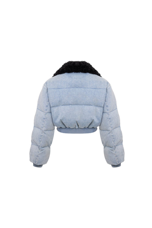 Blue Denim Short Down Jacket - ANN ANDELMAN