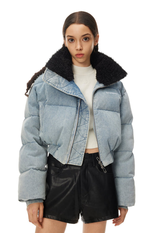 Blue Denim Short Down Jacket - ANN ANDELMAN