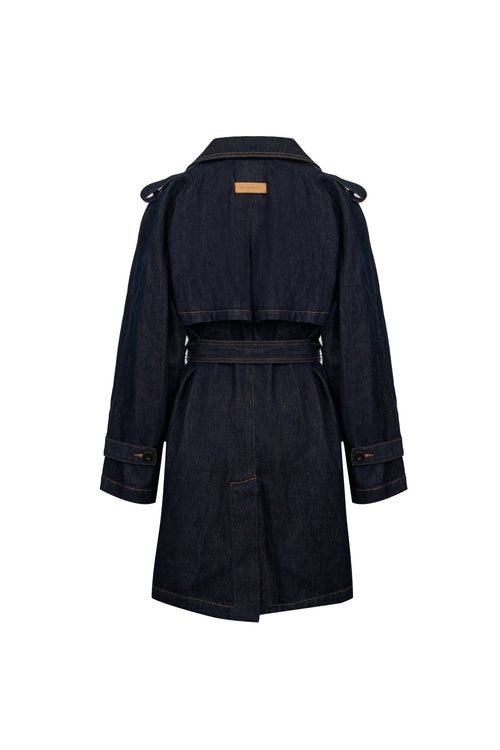 Blue Denim Trench Coat - ANN ANDELMAN