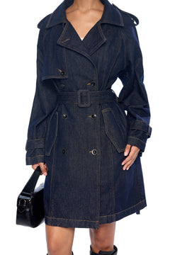Blue Denim Trench Coat - ANN ANDELMAN