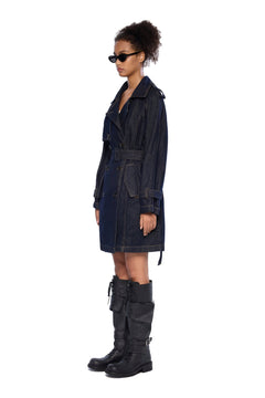 Blue Denim Trench Coat - ANN ANDELMAN