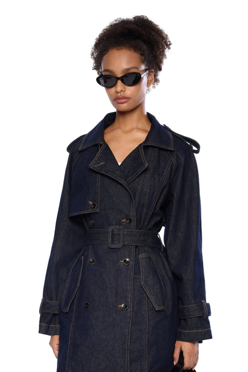 Blue Denim Trench Coat - ANN ANDELMAN