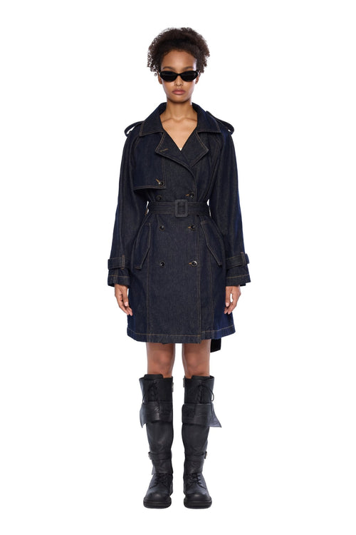 Blue Denim Trench Coat - ANN ANDELMAN