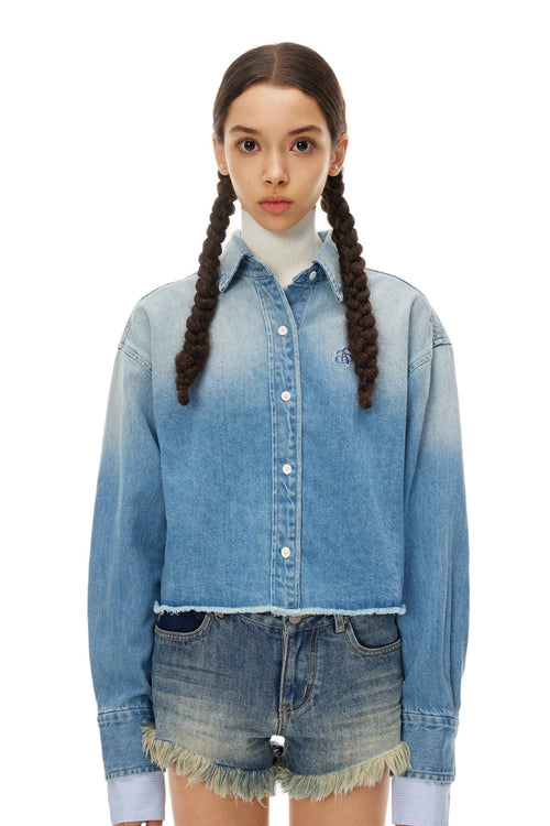 Blue Denim Two - Piece Cuff Shirt - ANN ANDELMAN