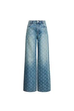 Blue Diamond - patterned Gradient Jeans - ANN ANDELMAN
