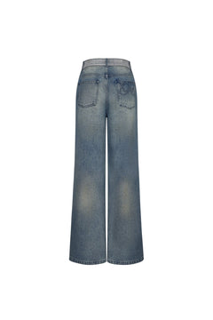 Blue Diamond Waistband Wide Flared Jeans - ANN ANDELMAN