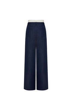 Blue Double - waisted Slim Casual Trousers - ANN ANDELMAN