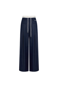 Blue Double - waisted Slim Casual Trousers - ANN ANDELMAN
