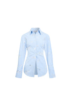 Blue Embroidered Striped Shirt - ANN ANDELMAN