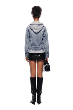 Blue Faux Two - piece Hooded Denim Jacket - ANN ANDELMAN