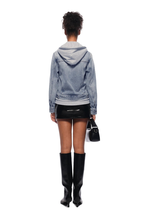 Blue Faux Two - piece Hooded Denim Jacket - ANN ANDELMAN