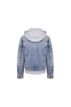 Blue Faux Two - piece Hooded Denim Jacket - ANN ANDELMAN